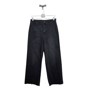 OAT New York 31×29 High-Rise Wide Leg Jean In Black Raw Hem Size 12/31